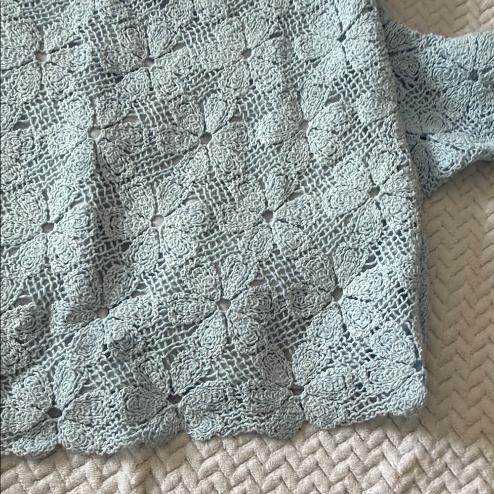 Tuckernuck Baby Blue Crochet Lace Short-Sleeve Mini Dress - Picture 10 of 11